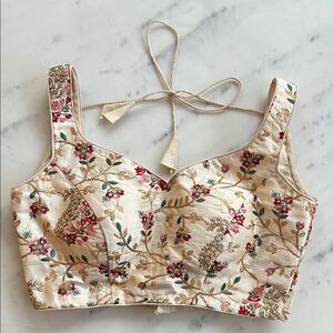 Floral Embroidered Cream Bralette Top
